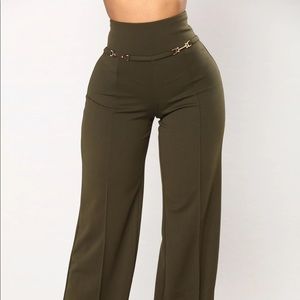 Blaire Olive High Waisted Dress Pants